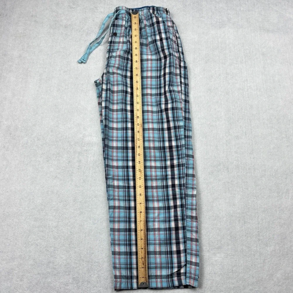Tommy Bahama Pants Mens Large Blue Pink Plaid Cotton Pajama Sleep Lounge Pants L